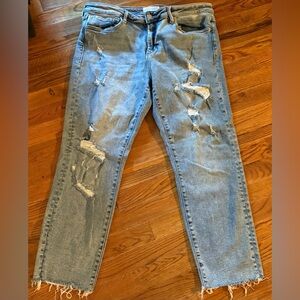 Dear John “Blaine” Women’s Straight Jeans size 26 Light Wash, Cropped/Distressed